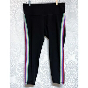 Old Navy Active Women’s Black Leggings With Rainbow Side Stripe PETITE SIZE XL